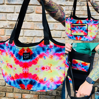 Tie Dye Neoprene Tote, Drink Handlers - A Blissfully Beautiful Boutique