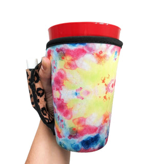 Tie Dye w/ Leopard 16oz Pint Glass / Tumbler / Tea / Grande Coffee / Medium Drinks Handler™, Drink Handlers - A Blissfully Beautiful Boutique