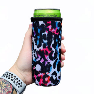 Watercolor Leopard 12oz Slim Can Sleeve, Drink Handlers - A Blissfully Beautiful Boutique