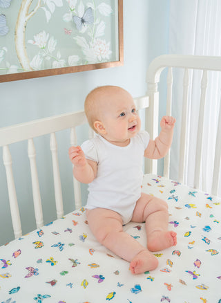 Madame Butterfly Crib Sheet, Timo & Violet - A Blissfully Beautiful Boutique