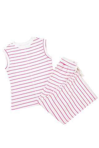 Rose Stripe Casual Wide Leg 2pcs Pants Set, A Blissfully Beautiful Boutique - A Blissfully Beautiful Boutique