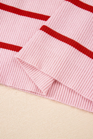 Rose Stripe Striped Scalloped Edge U Neck Sleeveless Sweater Vest, A Blissfully Beautiful Boutique - A Blissfully Beautiful Boutique