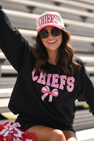 Chiefs Gingham Bow Sweatshirt, P&PD Wholesale - A Blissfully Beautiful Boutique