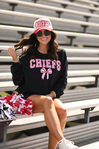 Chiefs Gingham Bow Sweatshirt, P&PD Wholesale - A Blissfully Beautiful Boutique