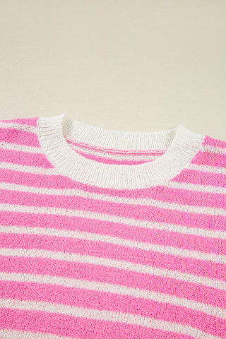 Multicolour Color Block Striped Patchwork Dolman Sleeve Slit Sweater, Dear-Lover Dropshipping - A Blissfully Beautiful Boutique