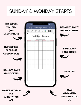 Digital Phone Planner Pink, Jessica Autumn - A Blissfully Beautiful Boutique