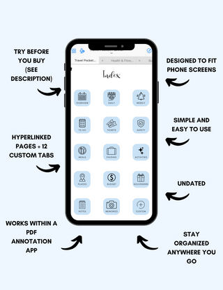 Digital Travel Phone Planner Blue, Jessica Autumn - A Blissfully Beautiful Boutique