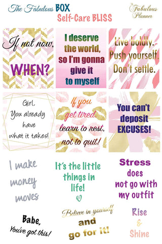 3 Sheets Self Care Sticker Set, The Fabulous Planner - A Blissfully Beautiful Boutique