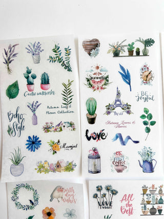 6 Sheets Boho Plants Fashion Illustration Chic Planner Clear Stickers, The Fabulous Planner - A Blissfully Beautiful Boutique
