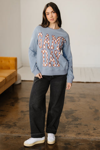 Sleet GAME DAY Checkered Letter Graphic Oversize Sweatshirt, Dear-Lover Dropshipping - A Blissfully Beautiful Boutique