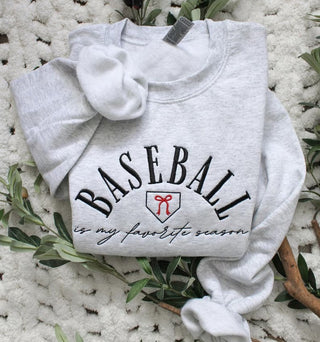 Baseball Is My Favorite Season Embroidered Sweatshirt, Merch Girls - A Blissfully Beautiful Boutique