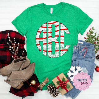 Christmas Tree Cake Monogram Graphic Tee, Merch Girls - A Blissfully Beautiful Boutique