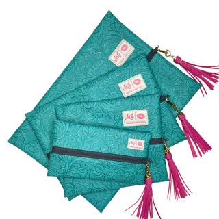 Makeup Junkie Turquoise Dream Dark Grey Zipper, Makeup Junkie - A Blissfully Beautiful Boutique