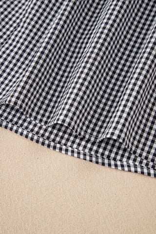 Black Plus Size Plaid Bow Decor Bell Sleeve Round Neck Jumper, Dear-Lover Dropshipping - A Blissfully Beautiful Boutique