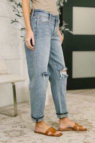 Elaine Mid Rise Boyfriend with Distress & Cuff, Ave Shops - A Blissfully Beautiful Boutique