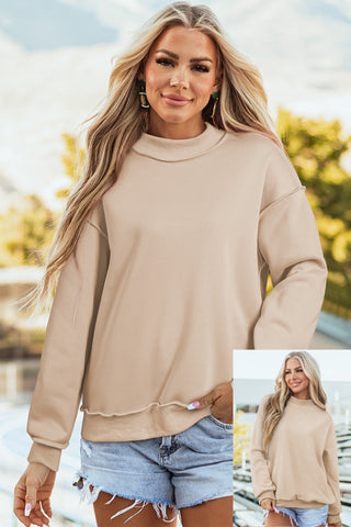 Bright Green Oversize Drop Shoulder Reversible Mock Neck Sweatshirt