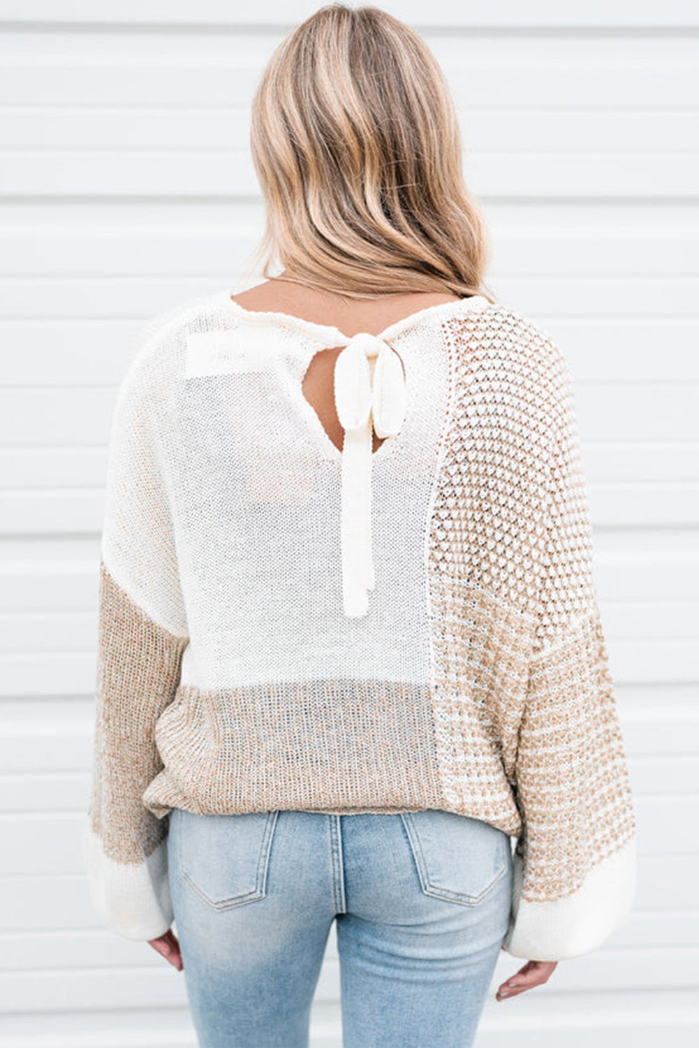 Tie top shoulder sweater