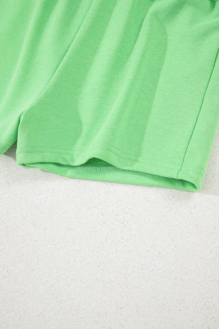 Light Green French Terry Drawstring Mini Skort with Pockets