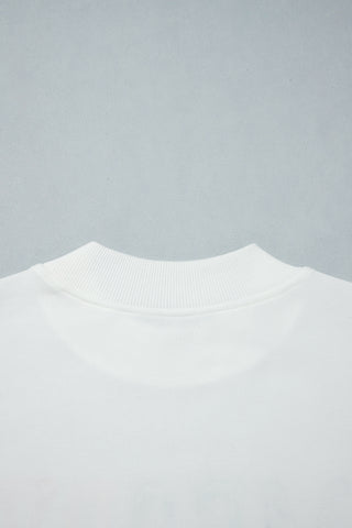 Peach Blossom MERRY AND BRIGHT Stitched Letter Pattern Mock Neck Sweatshirt