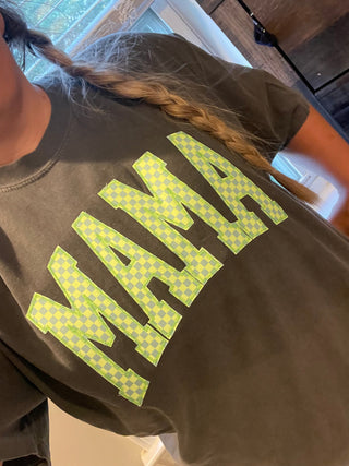 Custom Zig Zag Neon Checkered Ghost Embroidered Tee, Merch Girls - A Blissfully Beautiful Boutique