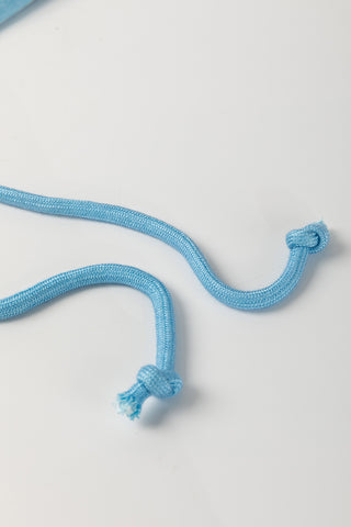 Mist Blue Mineral Wash Drawstring Waist Hollow Out Back Short Sleeve Romper