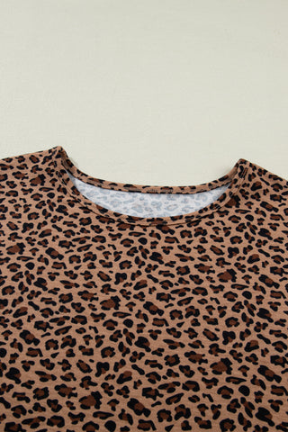 Brown Plus Size Leopard Loose Top Pleated Pants Set, Dear-Lover Dropshipping - A Blissfully Beautiful Boutique