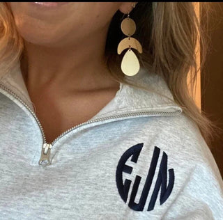 Monogram Embroidered Quarter Zip Unisex Fleece - QUICK SHIP, Merch Girls - A Blissfully Beautiful Boutique