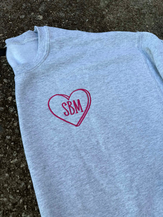 Valentine's Day Monogram Embroidered Sweatshirt, Merch Girls - A Blissfully Beautiful Boutique