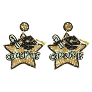Congrats Letter Beaded Star Earrings: Pink, ShopCottonBelles - A Blissfully Beautiful Boutique
