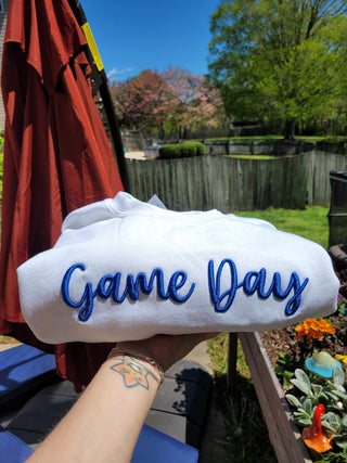 Custom Text 3D Puff Embroidered Comfort Color Short Sleeve or Gildan Sweatshirt, Merch Girls - A Blissfully Beautiful Boutique