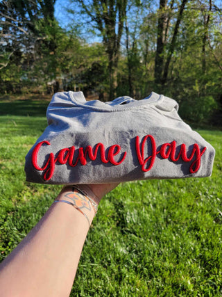 Custom Text 3D Puff Embroidered Comfort Color Short Sleeve or Gildan Sweatshirt, Merch Girls - A Blissfully Beautiful Boutique