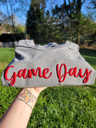 Custom Text 3D Puff Embroidered Comfort Color Short Sleeve or Gildan Sweatshirt, Merch Girls - A Blissfully Beautiful Boutique