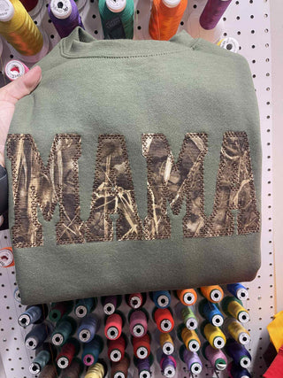 Custom Camo Diamond Edge Applique with optional 3D Embroidered Text Shirt, Merch Girls - A Blissfully Beautiful Boutique