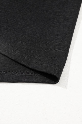 Black Layered Ruffle Short Sleeve Round Neck Top