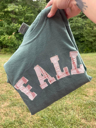 Fall Plaid Applique Embroidered Shirt, Merch Girls - A Blissfully Beautiful Boutique