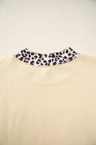 Coffee Polka Dot Trim High Neck BLESSED Letter Graphic Baggy Sweatshirt