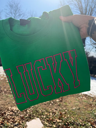Lucky Embroidered Sweatshirt, Merch Girls - A Blissfully Beautiful Boutique