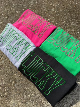 Lucky Embroidered Sweatshirt, Merch Girls - A Blissfully Beautiful Boutique