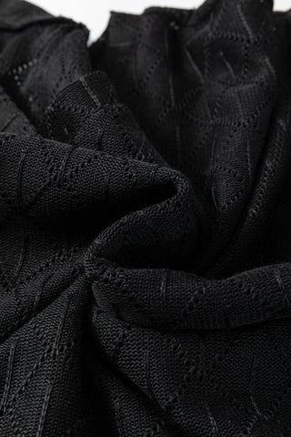 Black Pointelle Rhombus Knit Plus Size V Neck Loose Top, Dear-Lover Dropshipping - A Blissfully Beautiful Boutique