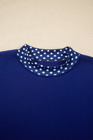 Burgundy Colorblock Polka Dot Contrast Trim Oversized Sweatshirt