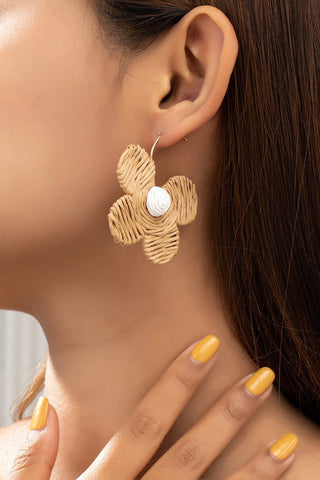 Raffia straw flower earrings, ShopCottonBelles - A Blissfully Beautiful Boutique