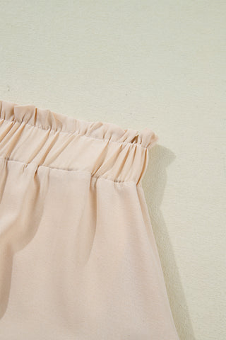 Parchment Plus Size Frilled Elastic Waist Lace Trim Boho Ruffled Shorts, Dear-Lover Dropshipping - A Blissfully Beautiful Boutique