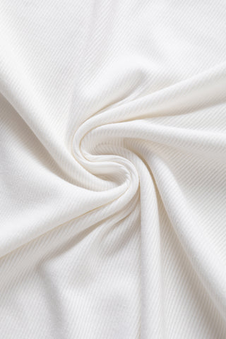 White Contrast Tweed Puff Sleeve Top