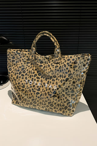 Brown Leopard PU Leather Water Proof Tote Bag, Dear-Lover Dropshipping - A Blissfully Beautiful Boutique