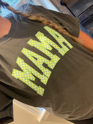 Custom Zig Zag Neon Checkered Ghost Embroidered Tee, Merch Girls - A Blissfully Beautiful Boutique