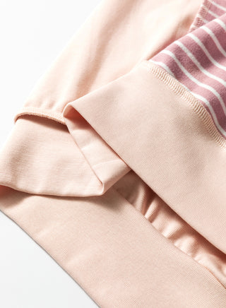 Pink Stripe Exposed Stitching Patchwork Casual Long Sleeve Top