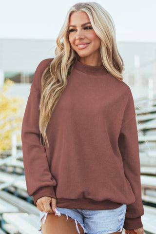 Bright Green Oversize Drop Shoulder Reversible Mock Neck Sweatshirt