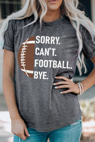 Gray American Football Graphic Casual T Shirt