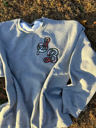 Sporty Script Monogram Applique Embroidered Sweatshirt, Merch Girls - A Blissfully Beautiful Boutique