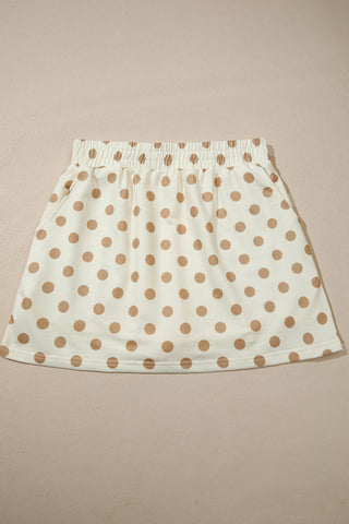 Orange Polka Dot Hooded Long Sleeve Top Casual Mini Skort Set